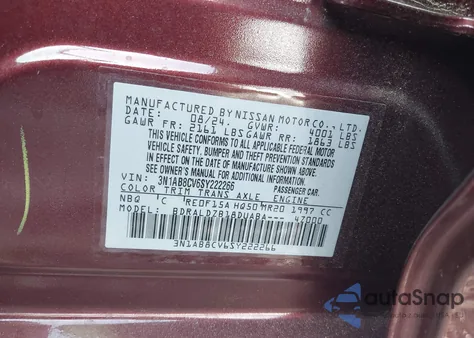 2025 Nissan Sentra Sv z USA, uszkodzony, nr VIN 3N1AB8CV6SY222266